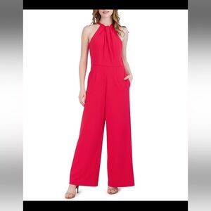 Julia Jordan Bold Pink Halter Jumpsuit